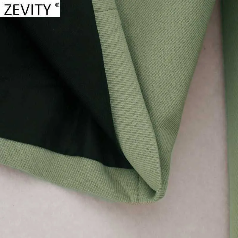 Zevity Women Vintage Long Sleeve Solid Short Slim Blazer Coat Female High Street One Button Outerwear Chic Crop Tops CT719 210930