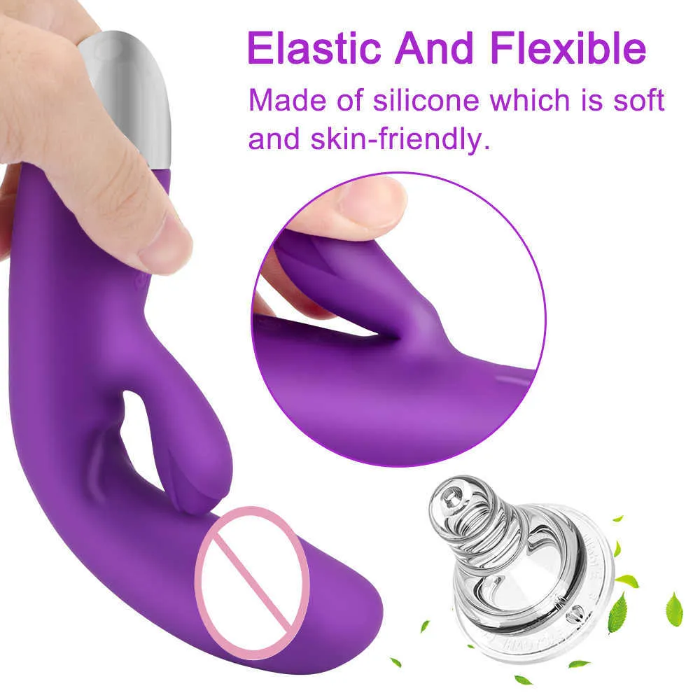 Massageföremål Kvinnlig onani Dildo Rabbit Vibrator G Spot Massager Vaginal Clitoris Stimulator Dual Vibration Sex Toys For WO273P