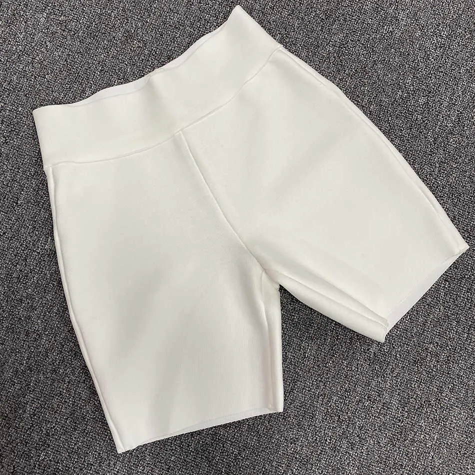 Najwyższej jakości Celebrity Gray Black White Elastyczne Bandaż Rayon Bandaż Krótkie spodnie Moda Bodycon Sports Sports 210719