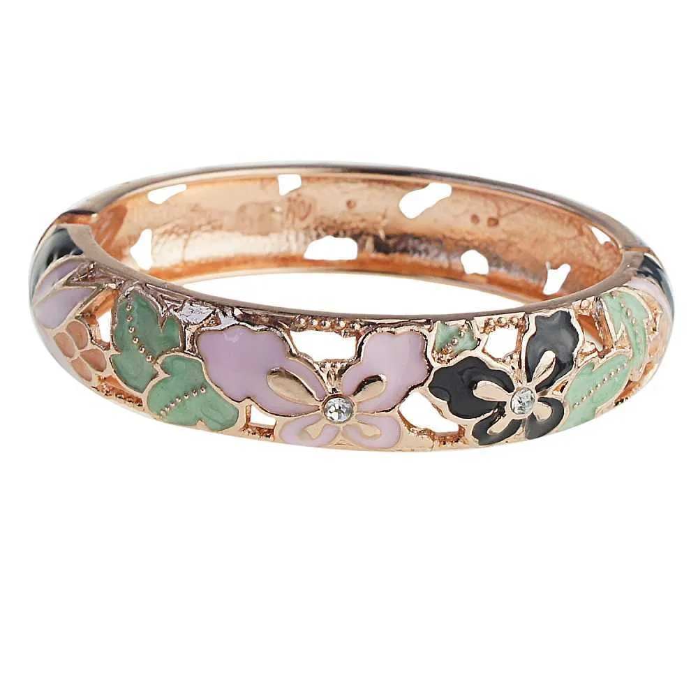 Ujoy Cloisonne Cuff Bracelet Beautiful Butterfly Bangle Trendy Jewelry Vintage Accessories 88a09 Q0717