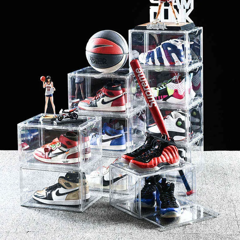 Boîte à chaussures antioxydante Hd Sneaker, anti-poussière en acrylique, organisateur de rangement de sport, présentoir de magasin, produits de mode 264L
