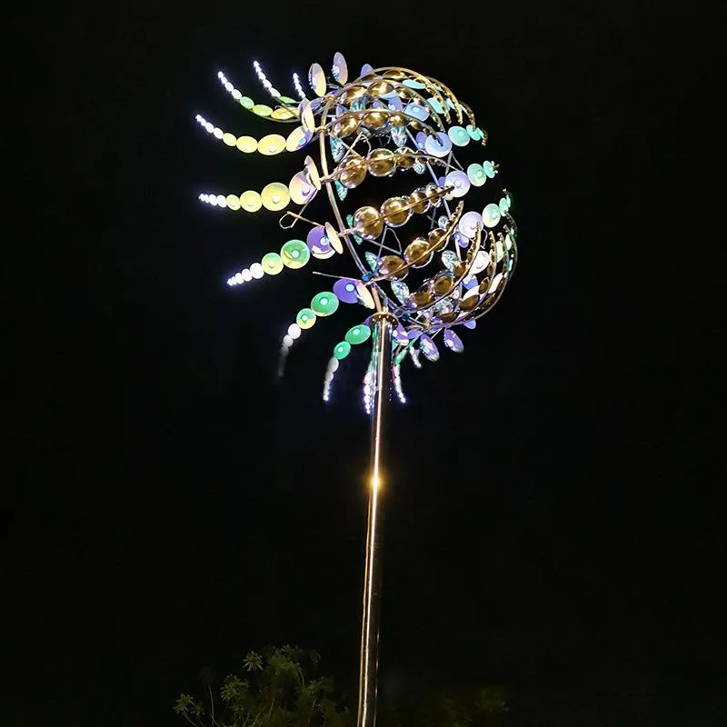 태양열 램프 2021 독특하고 마법의 금속 풍차 야외 다이나믹 스피너 풍력 포수 이국적인 마당 안뜰 잔디밭 데코 270s