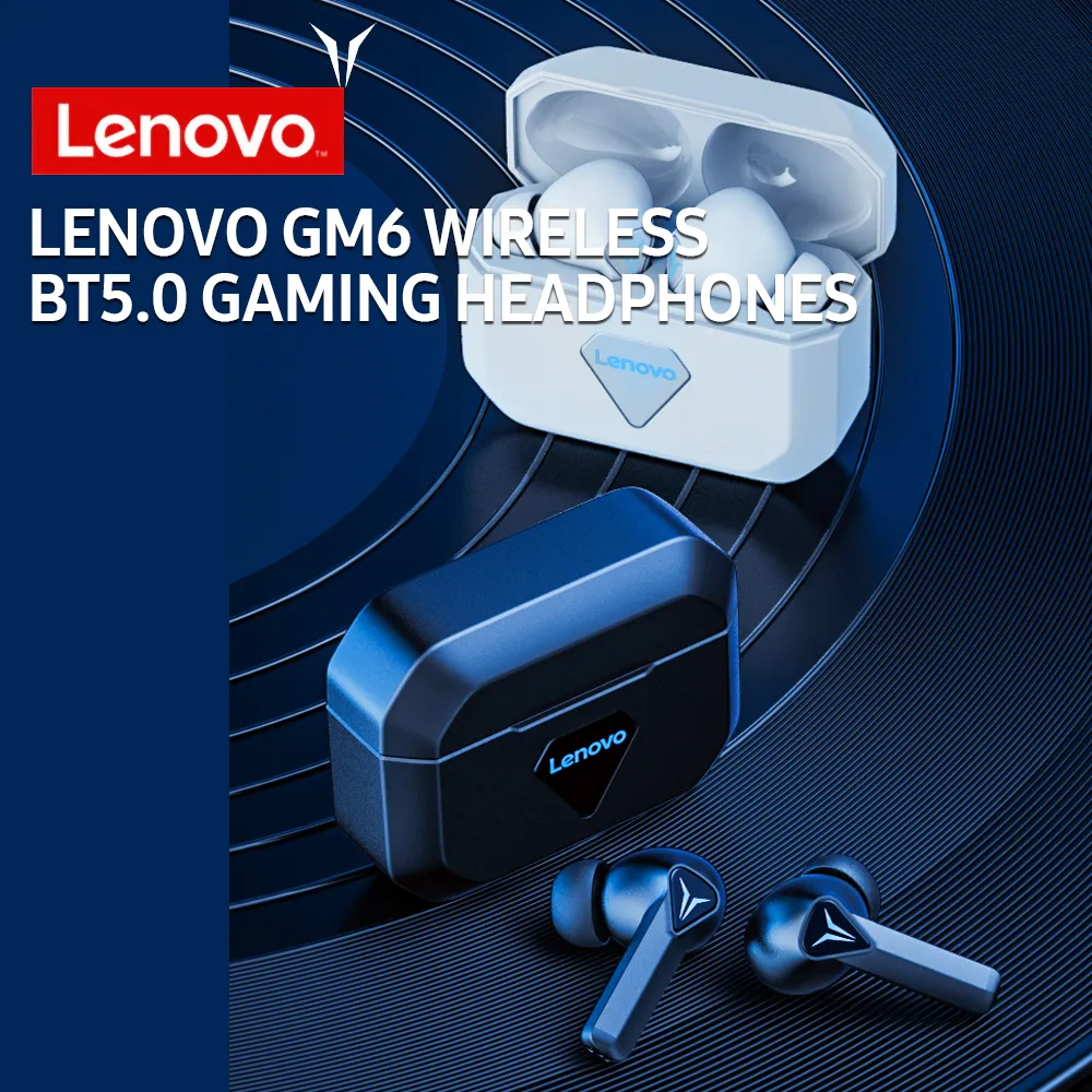 Lenovo GM6 Kablosuz Kulaklıklar BT5.0 Oyun Kulaklığı Kulak İçi Spor Kulaklıkları 10 mm hoparlör oyunu/MIC ile müzik kulaklıkları
