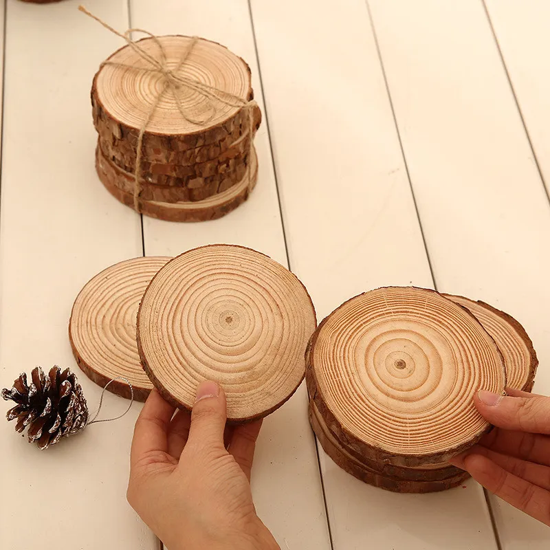 6pcslot Pine Wooden Chips Cut Pieces Wood Log Sheet Rustic Wedding Decor Party Centerpieces Vintage Country Style (3)
