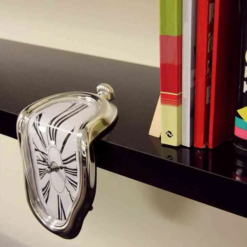 초현실적 인 녹은 트위스트 로마 숫자 벽시계 초현실주의 살바도르 달리 스타일 벽 시계 놀라운 홈 아트 장식 선물 H1230