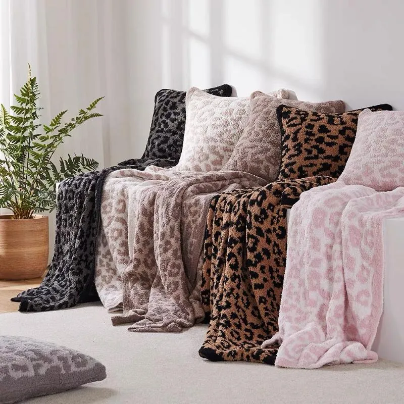 Filtar halv ullfår filt stickad leopard plysch dröm237b