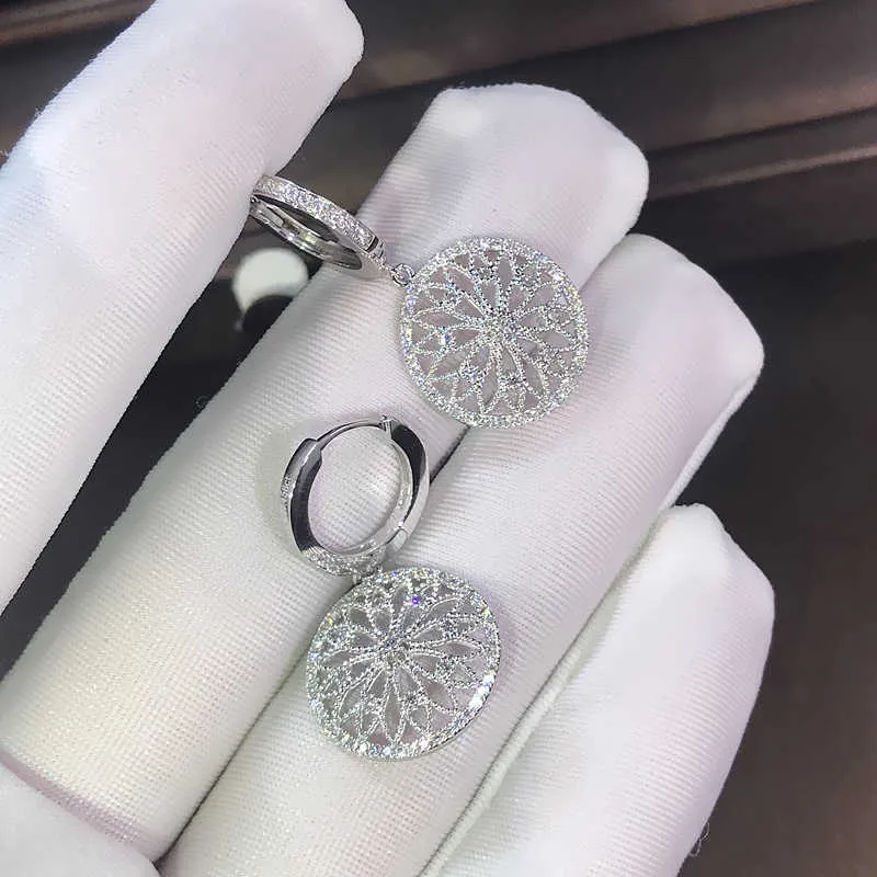14K Gold Real Diamond Earge Round Wedding Hollow Pure Gemstone pour femmes péridot bizuteria drop bijoux orecchini 21062537817728498661