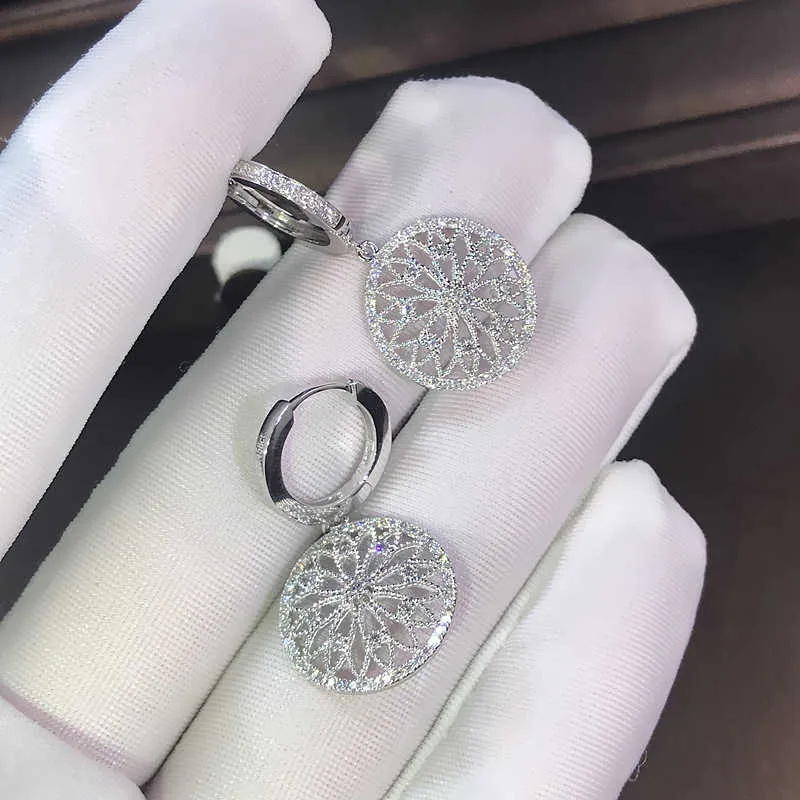 14K or véritable diamant boucle d'oreille ronde creuse mariage pure pierre précieuse pour femmes péridot Bizuteria goutte bijoux Orecchini 21062537817725832101