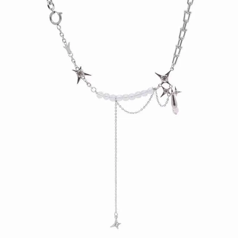 Hip Hop Strass Kreuz Drop Anhänger Halskette Für Frauen Schlüsselbein Kette Süße Kühle Transparente Perlen Halsband Hals Damen Schmuck G1206