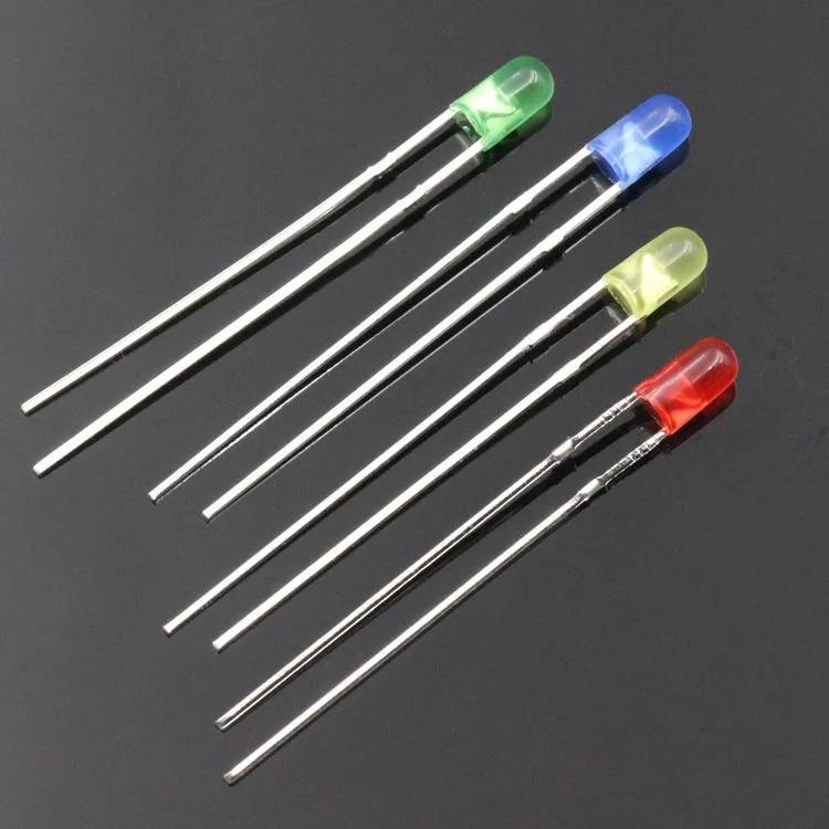 Bulbes couleur diffuseur de 3 mm bulbe sans frange rouge vert bleu jaune lampe LED blanche diode 2940