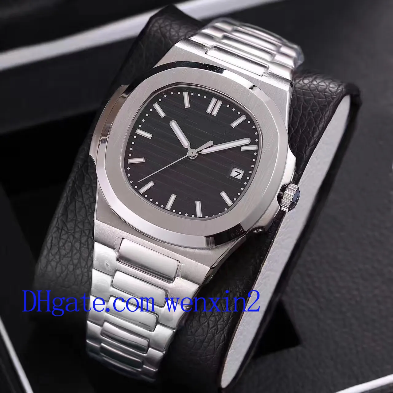 quality Movement Engraved Mens watch 40mm Automatic Mechanical Stainless Steel Transparent Back Blue Dial Men watches Sports Wristwatches