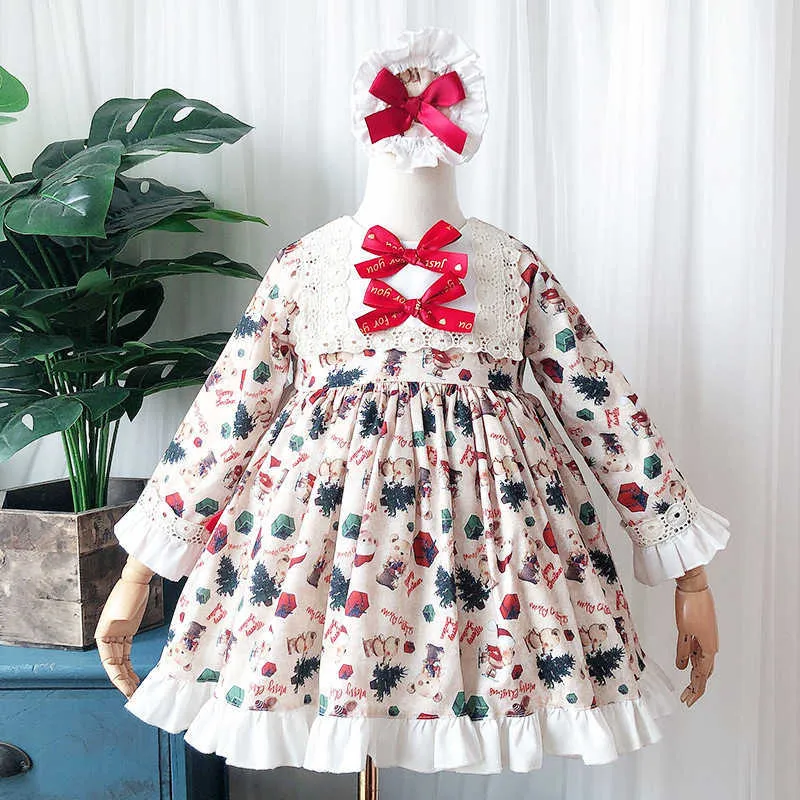 Spanische Mädchen Kleid Langarm Kinder Vintage Lolita Prinzessin Ballkleid Wurf Kinder Türkei Cartoon Muster Boutique Kleider 210615