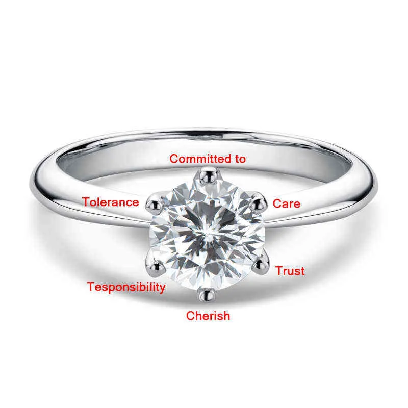 LESF الماس الدائري 925 الفضة الاشتباك كلاسيكي جولة المرأة هدية الزفاف حجم 0.5 / 1.0 قيراط 211217