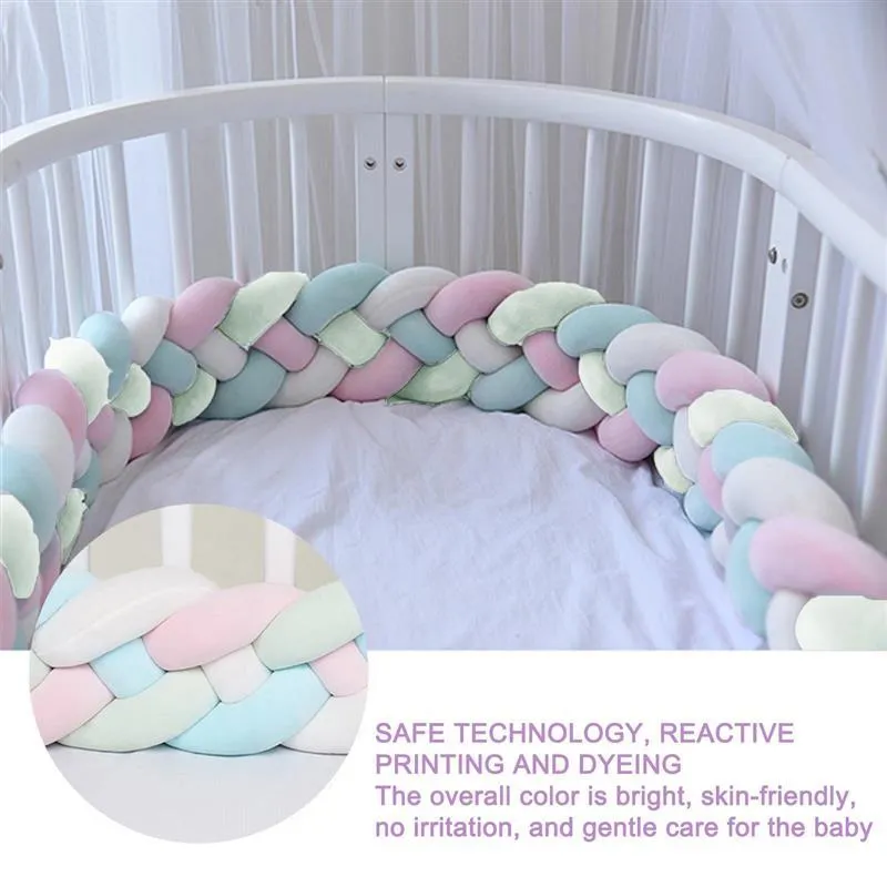 Cojín almohada decorativa 2 2 metros cama de bebé parachoques infantil trenza cuna cuna cojín nudo protector de cuna decoración de la habitación 294U