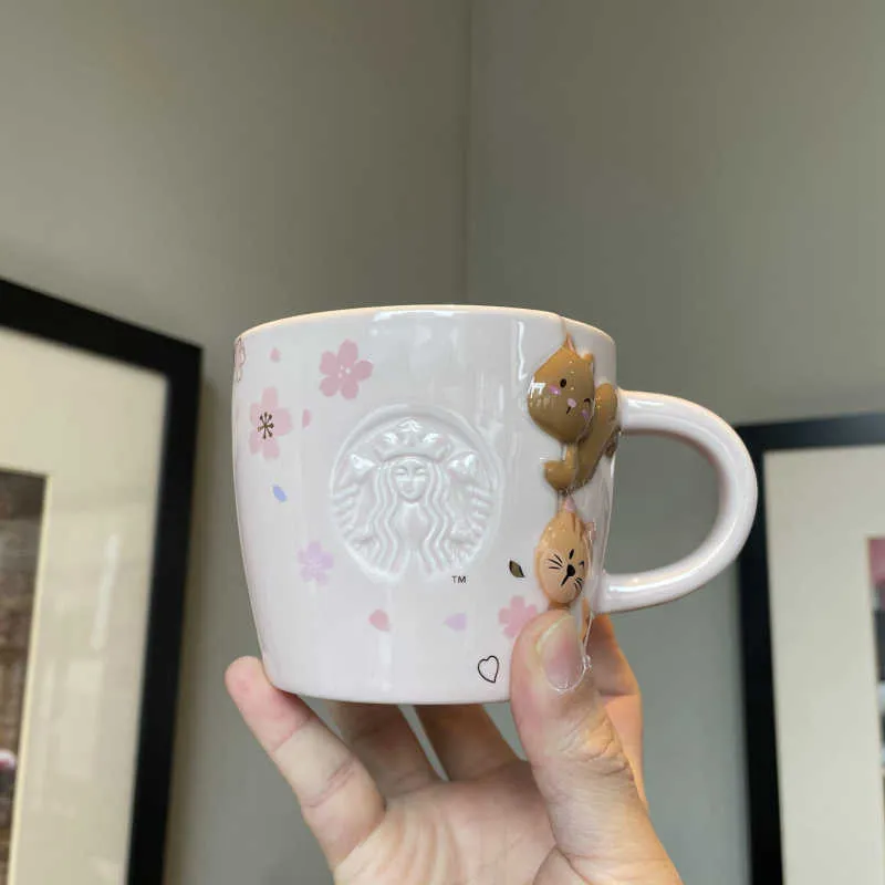 Starbucks mug tumbler cherry blossom season pink cat cute pet play sakura mermaid Ceramic coffee cup 360ml