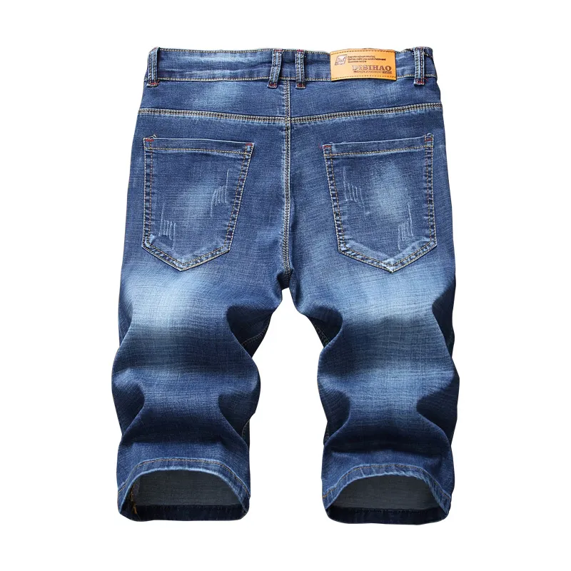 Jeans corti estivi da uomo Pantaloncini di jeans blu Pantaloncini di jeans elasticizzati da uomo di buona qualità Jeans corti casual slim Jeans da uomo con ricamo