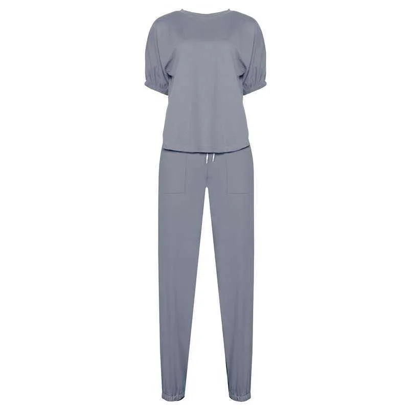 Sommar Pajama Set Kvinnor Sleepwear Lounge Släp Loggawear PJS HomeWear Home Suit Ladies 210809