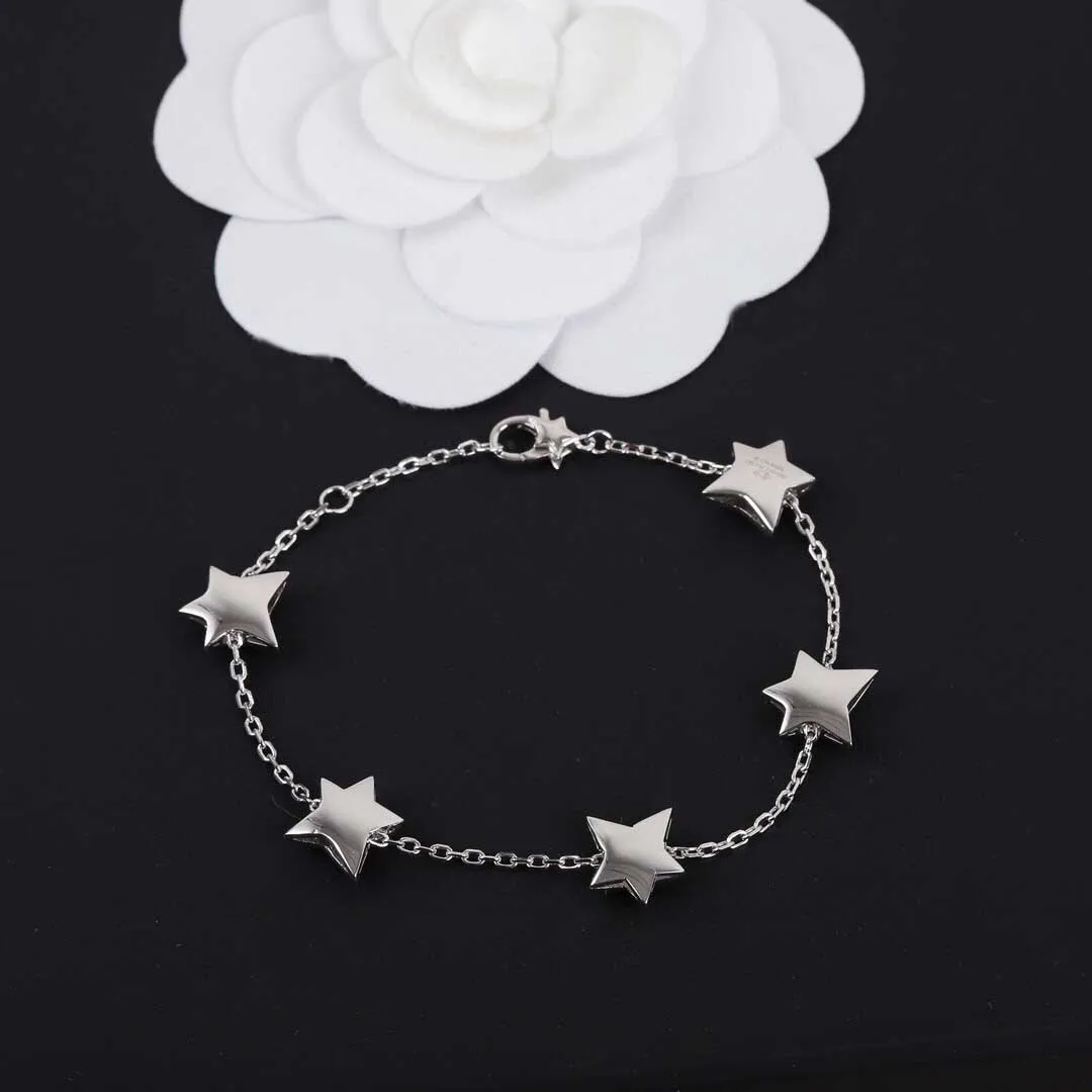 S925 Yıldız şekli ve ışıltılı elmas için gümüş cazibe bileziği kadın düğün mücevher hediyesi kutu damgası PS3070A247Z