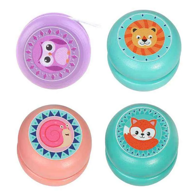 H55b Kids Yoyo Set Cartoon innovant Impressions animales mignons Modèles Ladybug Wooden G1125