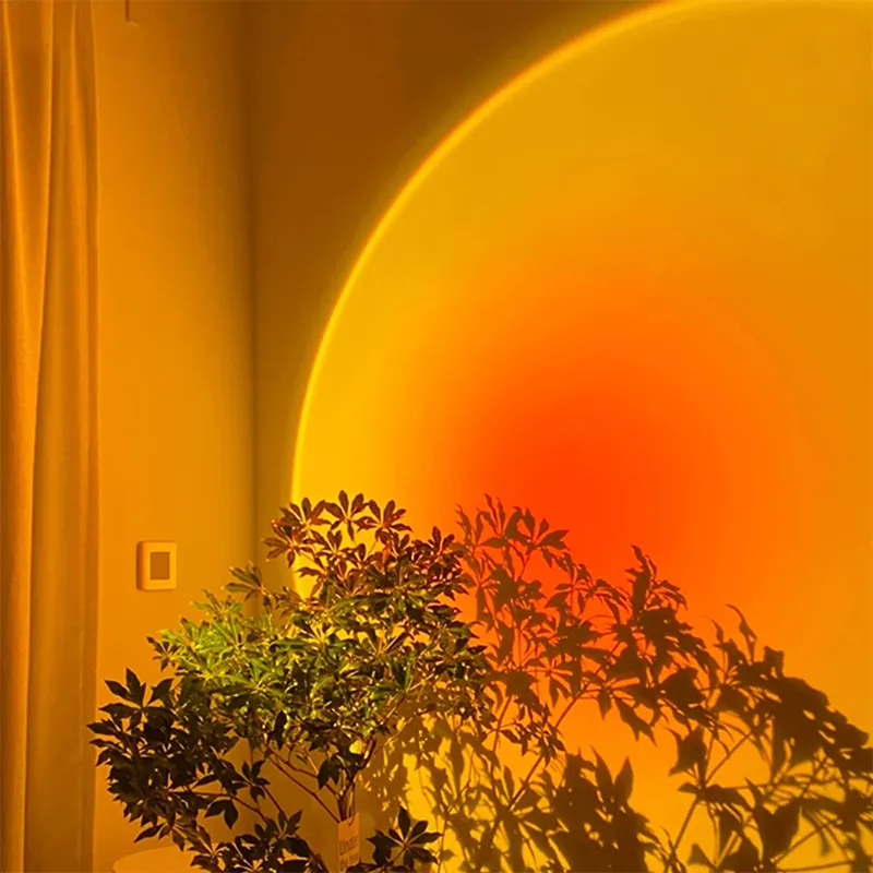 Sunset Projector Lamp Night Lights Rgb Rainbow Atmosphere для домашней спальни кофейный магазин фон стены