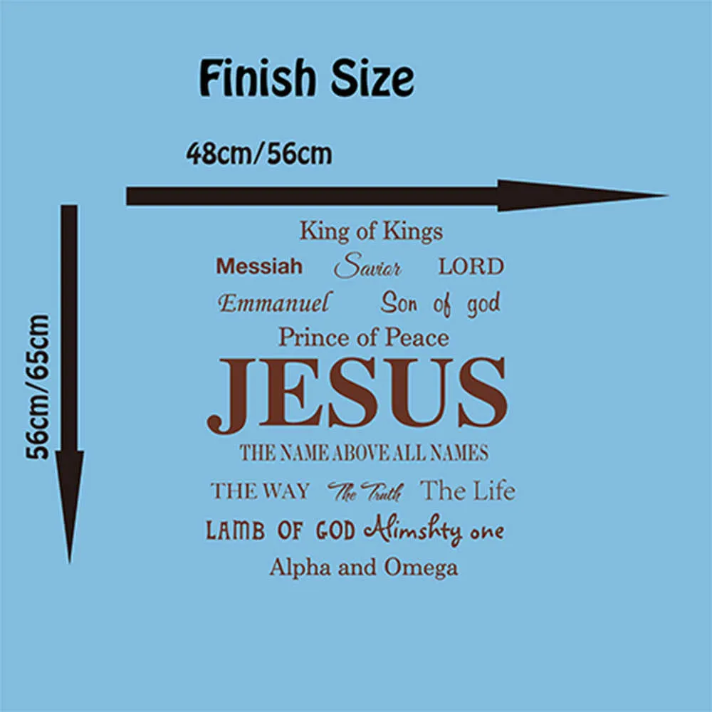 Jesus Name God Messiah Words Wall Sticker Bedroom Living Room Jesus Lord Religion Lettering Wall Decal Kitchen Vinyl Decor (1)