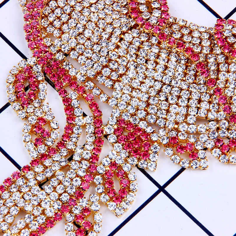 StoneFans Crystal Red Drop Gargantilla Collares Llamativos Colgantes Precioso Rhinestone Colorido Collar de Moda Pendiente Mujer 2019 H1022