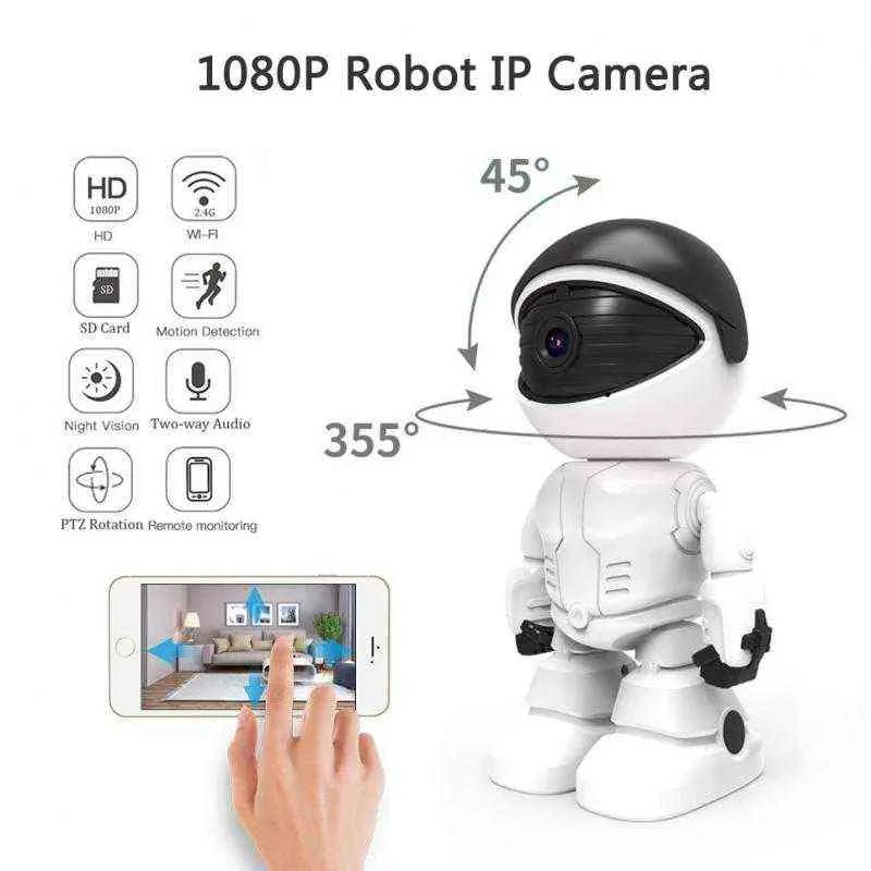 1080P Robot IP Cámara de seguridad Cámara 360 WiFi Inalámbrica 2MP CCTV Cámara Smart Home Video Vigilancia P2P Mini Baby Monitor H1117