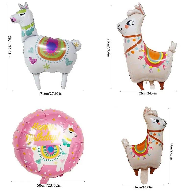 Palloncino in alluminio a elio bambini, palla gonfiabile, motivo animale Alpaca in cartone animato 4D, bella fiamma, festa di compleanno