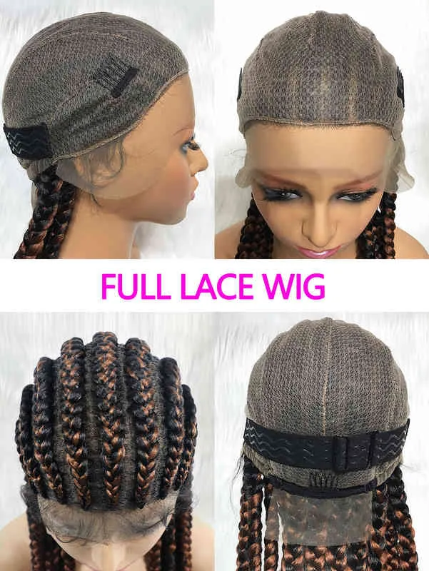 Braided Wigs Full Lace Wig 34inches Braiding Hair For Black Women Synthetic Box Braids Hair Wigs For Whole 2201219536653