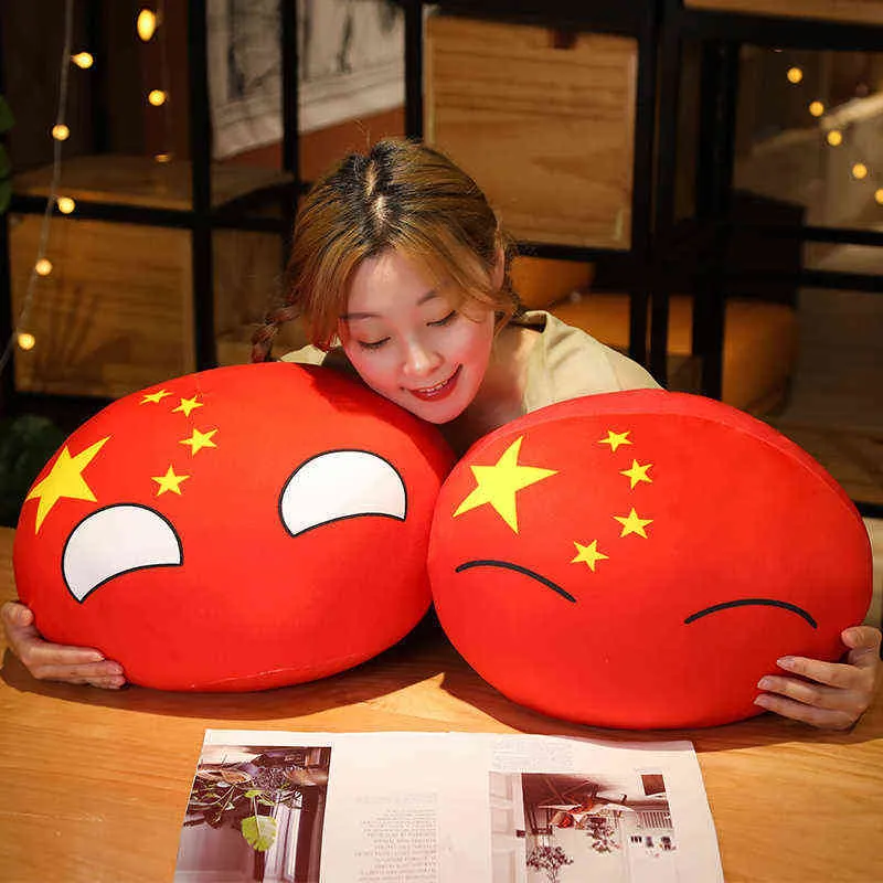 10-40 cm Kawaii Polonia Ball Dumplings Almohada de felpa CHINA EE. UU. Francia Países Bola Muñecas Rellenas Suave Niños Habitación Decoración Regalo Y211119