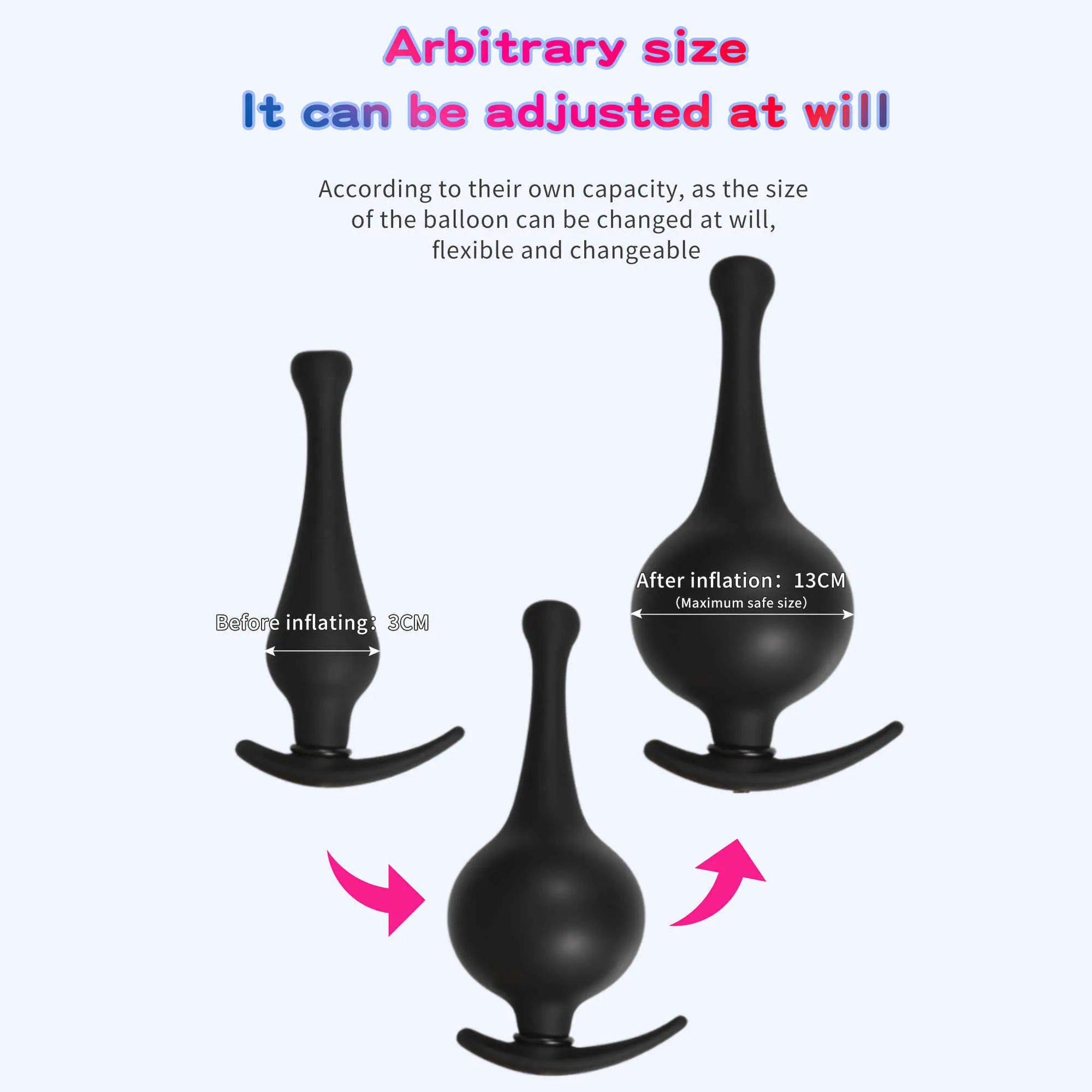 Massage Items Silicone Inflatable Anal Plug 21cm Butt Plug Ass Sex Toys for Women Vagina Stimulation Anus Expansion Massage Sex Ap318A