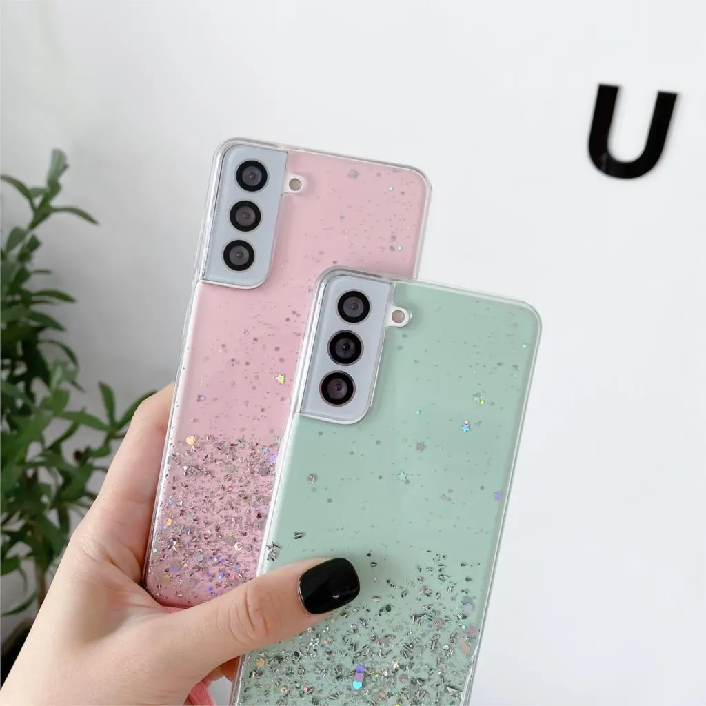 Custodie cordino con tracolla Samsung Galaxy A52 5G A32 A72 A12 A51 A50 S21 Ultra S20 FE S10 Plus Cover in silicone con glitter