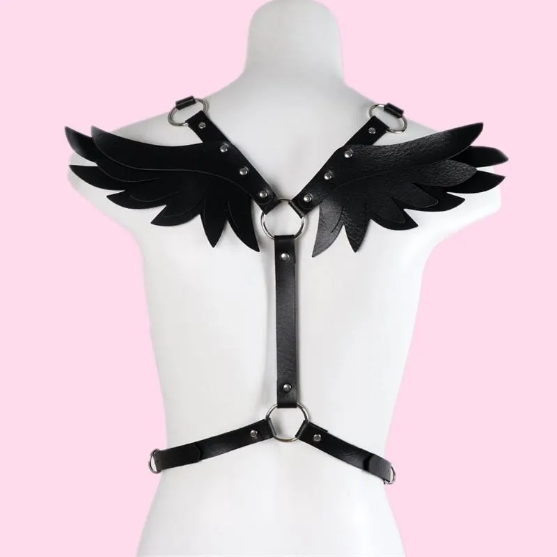 Gürtel Leder Harness Frauen Rosa Taille Schwert Gürtel Engel Flügel Punk Gothic Kleidung Rave Outfit Party Schmuck Geschenke Kawaii Accessori289q