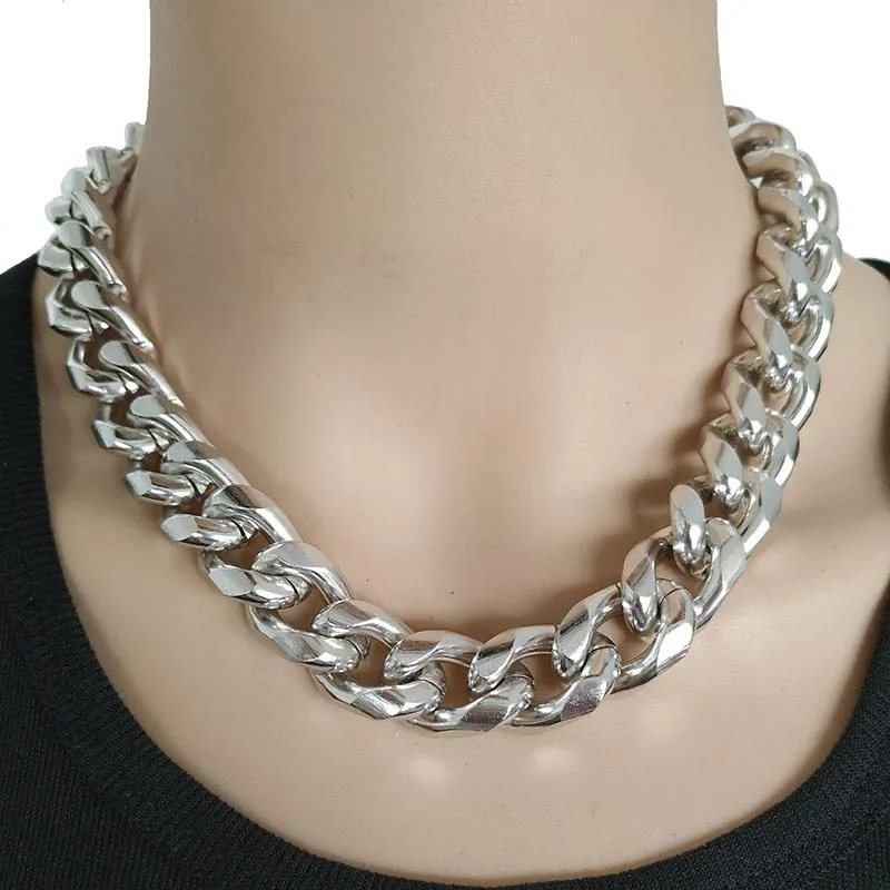 Chains Statement Necklace Gothic Chunky Chain Choker Punk Rock Necklaces Goth Vintage Collier Men Women Jewelry2696