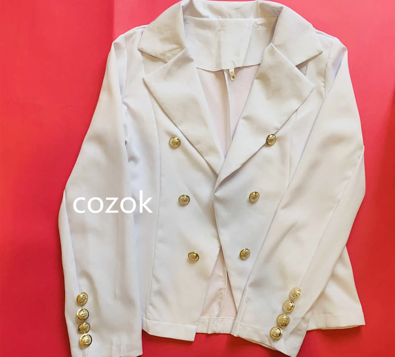 Sonbahar Büyük Boy Blazer kadın Ceket Çentikli Kruvaze Düğme Kadın Mont Moda Ofis Zarif Bayan Giyim 210930