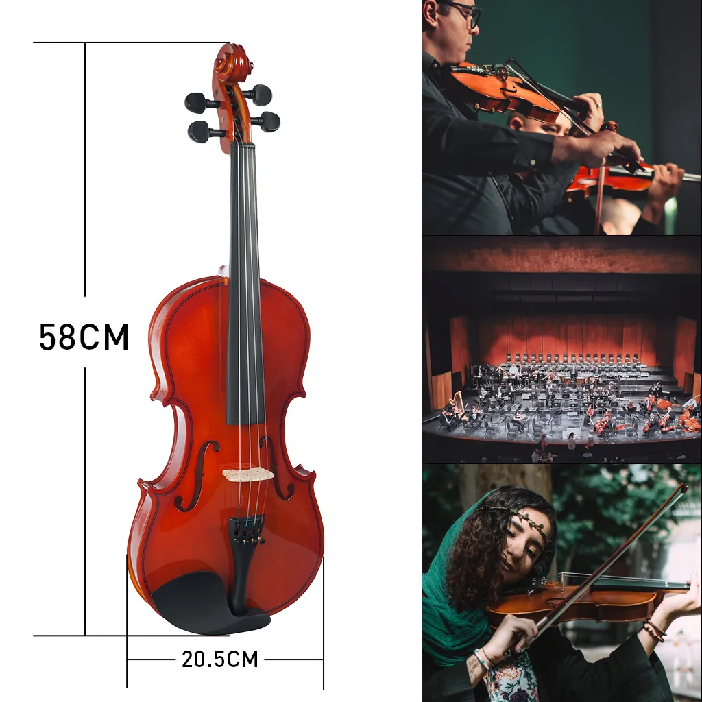 Full Size 44 ViolinFiddle Student Violin Basswood Violin Kit BridgeRosinCaseBow Natural Color For Beginner6836988