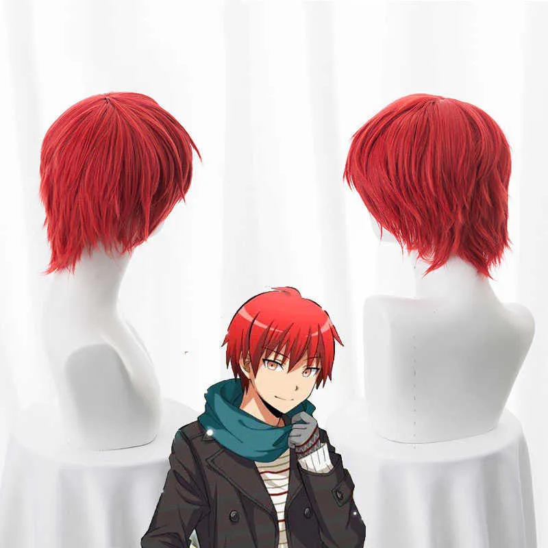 Assassinio Aula Karma Akabane/Akashi Seijuro Sasori Breve Fiamma Rossa Parrucca Cosplay Costume Fibra Ad Alta Temperatura Y0913