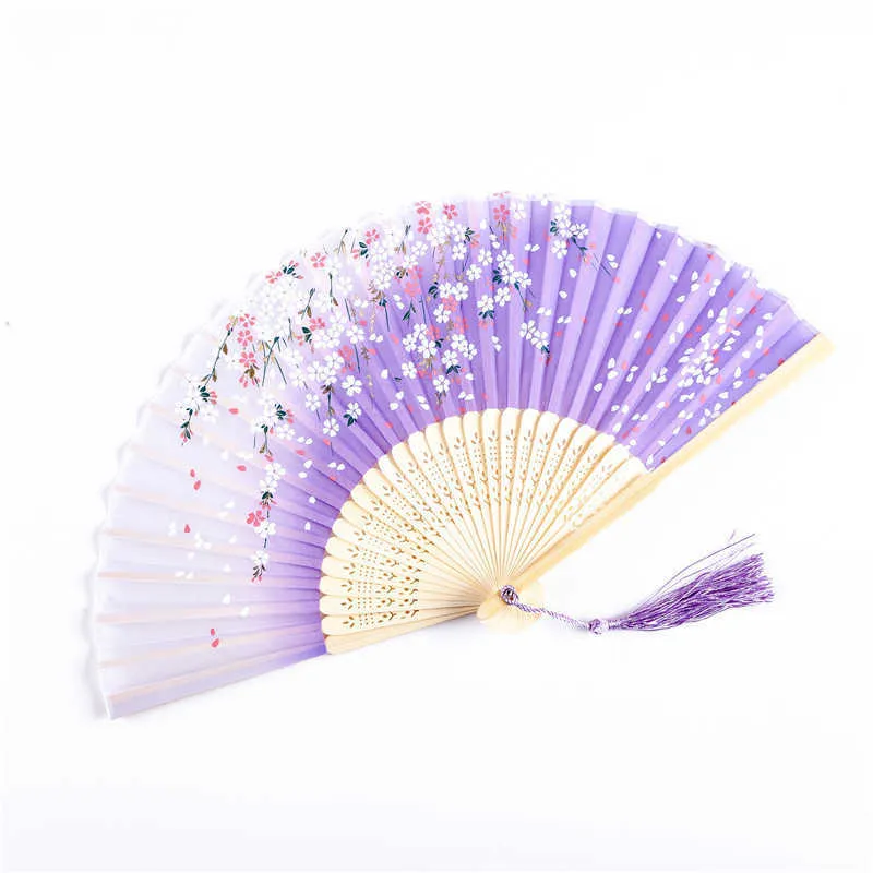 Summer Vintage Folding Bamboo Fan for Party Favor Chinese Style Hand Held Flower Fans Dance Wedding Decor