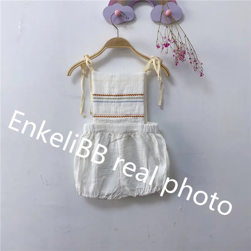 LL Beautiful Baby Girls Vintage Romper et Tshirt Baby Girl Lovley Linen Bubble Playsuit SS Nouveautés Kid T-shirt 210317