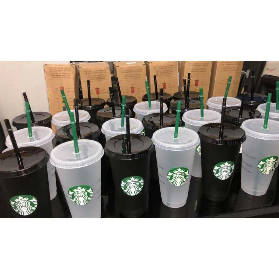 Готов к отправке многоразовые Starbucks Tumbler Color Shanki Confetti Confetti Coin Rainbow Colre с крышкой пластиковая чашка Cynt