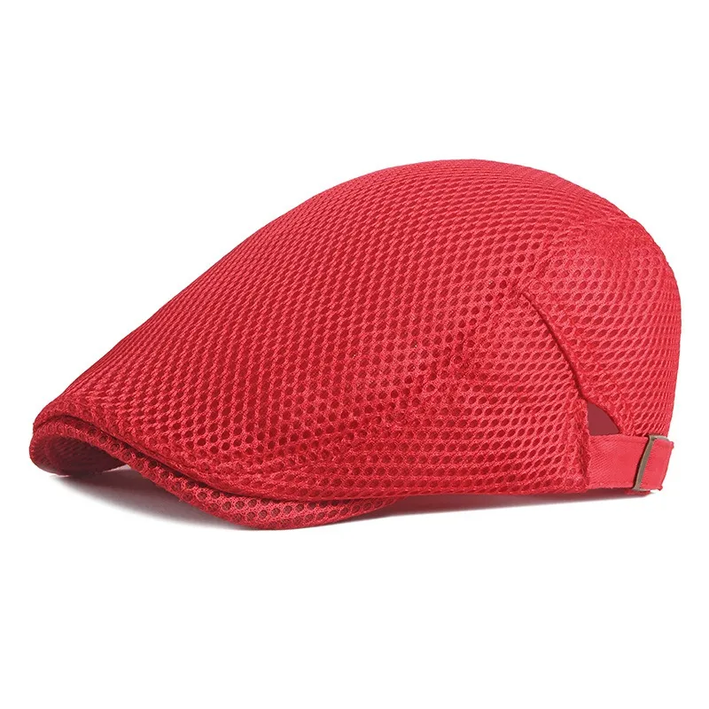 Män andas mesh sommarhatt justerbar newboy beret Ivy cap cabbie platt mössa