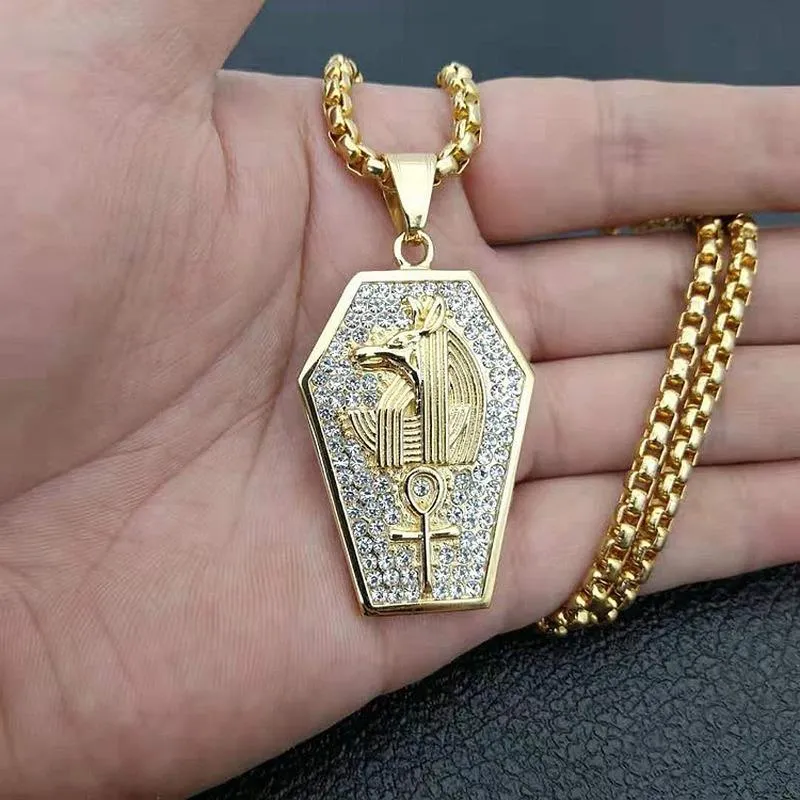 Collane a pendente maschio amuleto ankh egiziano crocifisso pendenti simbolo in acciaio inossidabile della vita croce uomini donne in pietra gioiello2656
