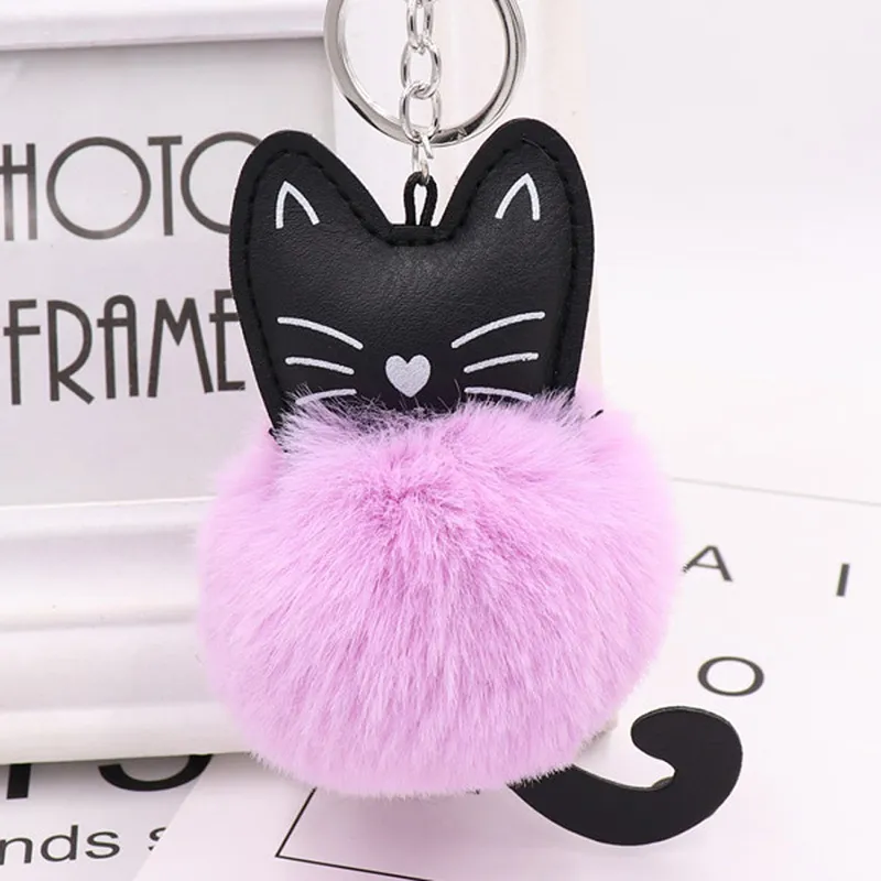 1 sztuk Cute Futro Cat Soft Pompom Zwierząt Ogon Włosów Brelok Brelok Panie Torby Samochodowe Akcesoria Klucz Ring Mom Prezent