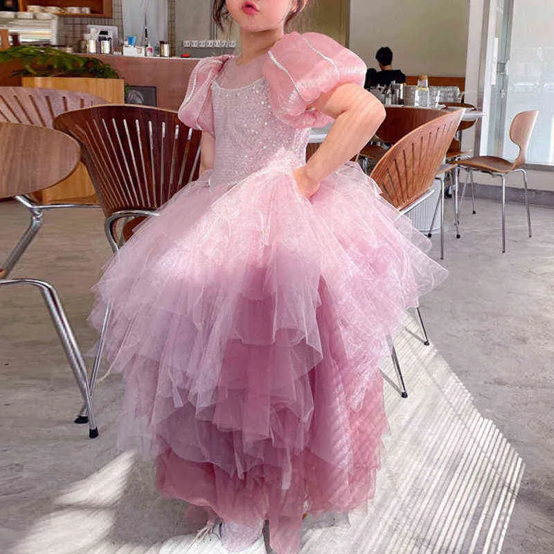Детская мода лолита одежда девочек кружева принцесса фея пушистые сладкое платье детские дети сетки костюм подростки платье детская одежда G1129