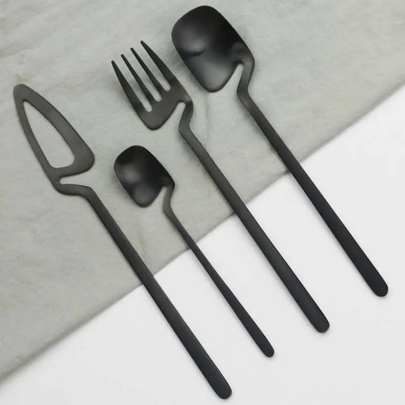 couteaux noirs fourchette cuillère vaisselle ensemble de haute qualité couverts 18/10 dîner en acier inoxydable vaisselle argenterie 210928