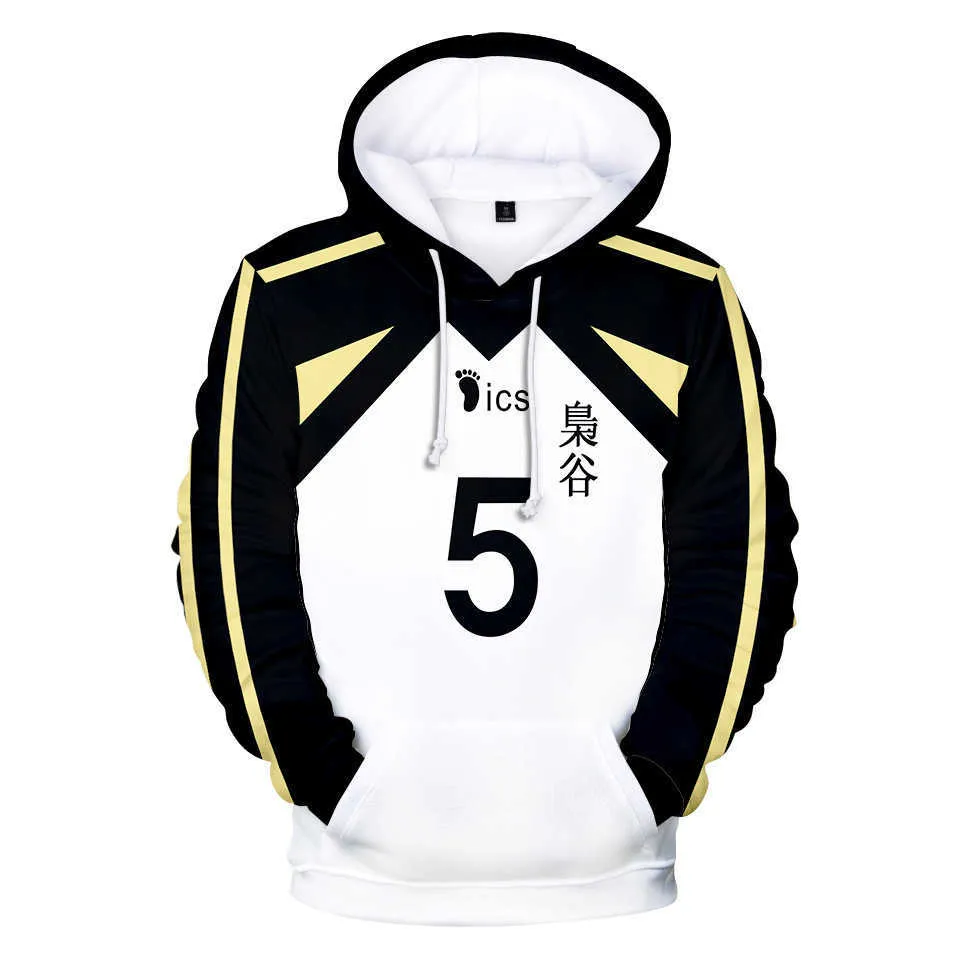 Japan Anime Haikyuu Cosplay Kostüm Fukurodani Academy Volleyball Club Akaashi Keiji Bokuto Koutarou Unisex 3D Hoodie Sweatshirt Y0913