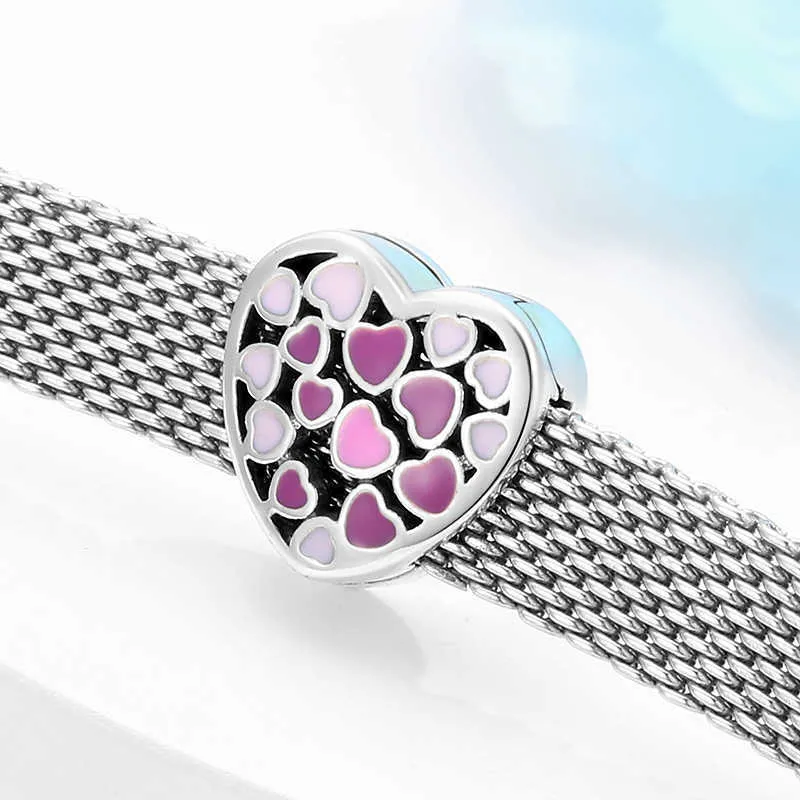 2020 925 Sterling Silver Hart Shape Clip Beads passen originele reflexies Bracelet Charms Fine Jewelry Making247H