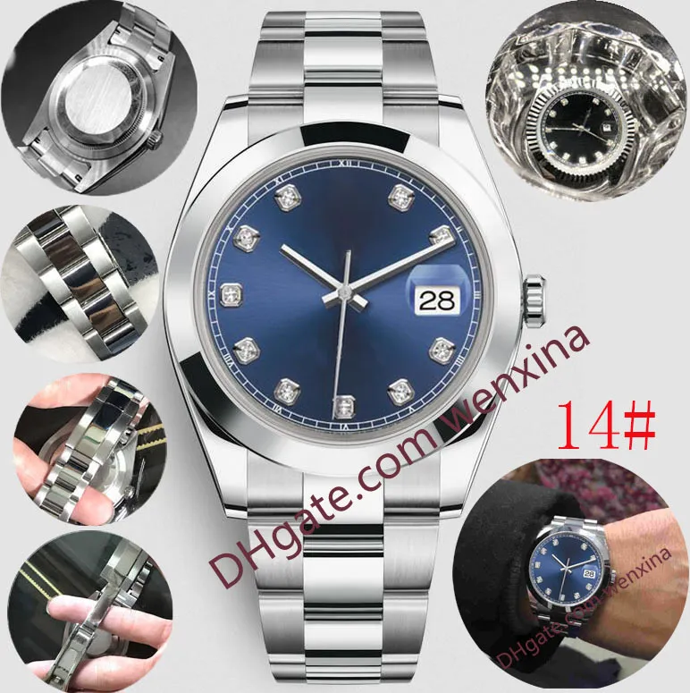 20 Colour Quality Watch Diamond Watch Brown och Black Diamond Smooth Edges Frame Montre de Luxe 2813 Automatisk 41mm vattentät mens324r