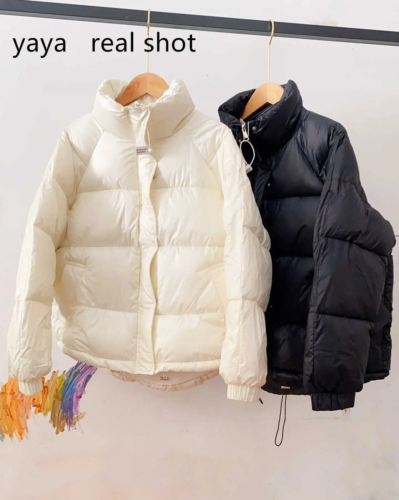 Short down padded jacket women Korean version of the wild loose pearlescent stand-up collar winter 211013