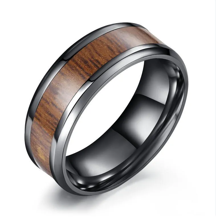 Wedding Rings HPXmas Fashion Classic Sell Titanium Wood Stainless Steel Jewelry For Men Male Mood B78209t